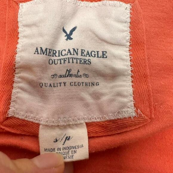 American Eagle Vintage Light Weight Long sleeve Top Attached Hoodie Super 2000s - Picture 4 of 5